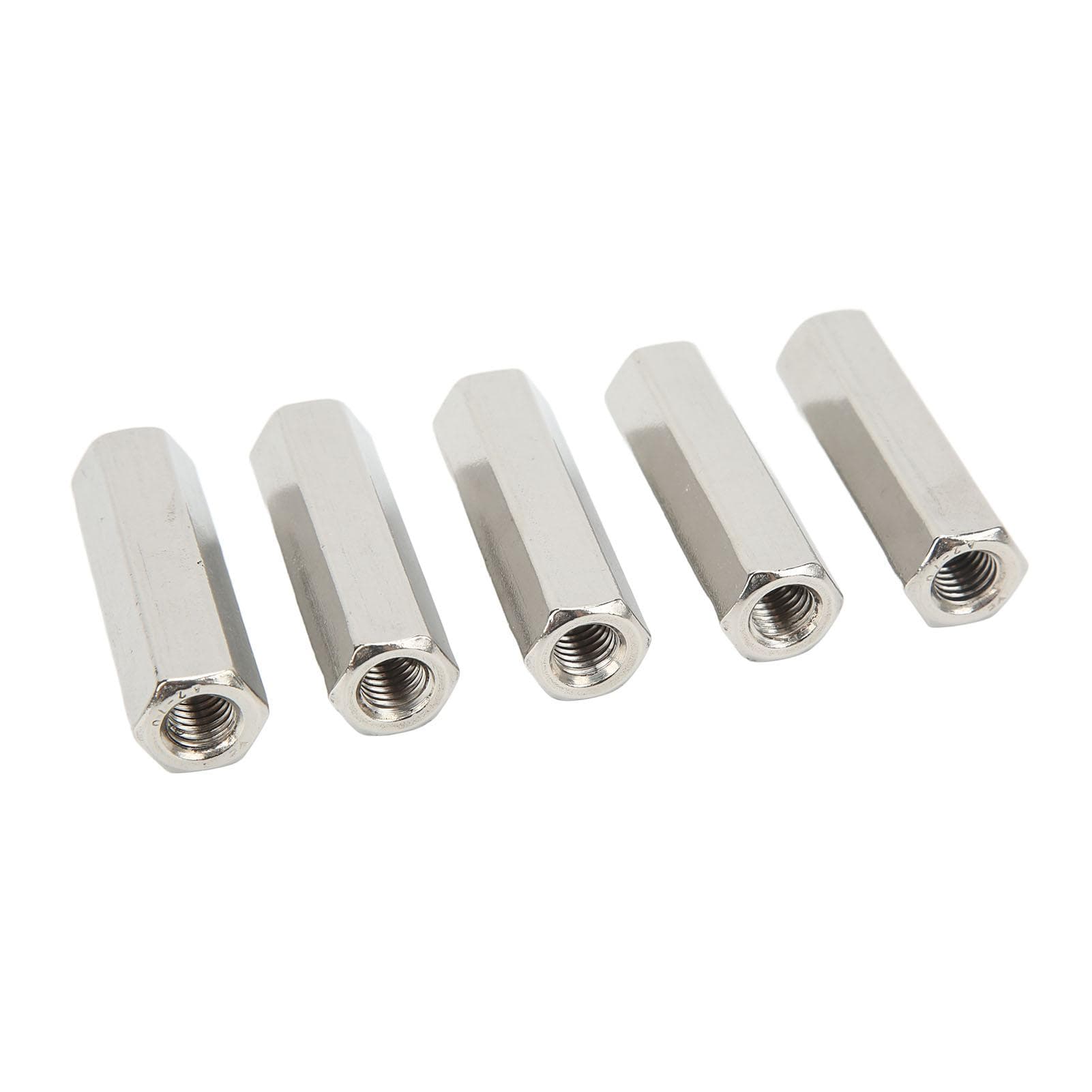 5Pcs Silver M10 Hex Coupling Nut Rustproof 6 Sides Stainless Steel Coupling Nut Kit for Maintenance
