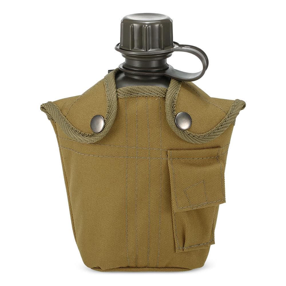 1L Outdoor Military Canteen Bottle Camping Hiking Backpacking Survival Water Bottle Kettle with brown