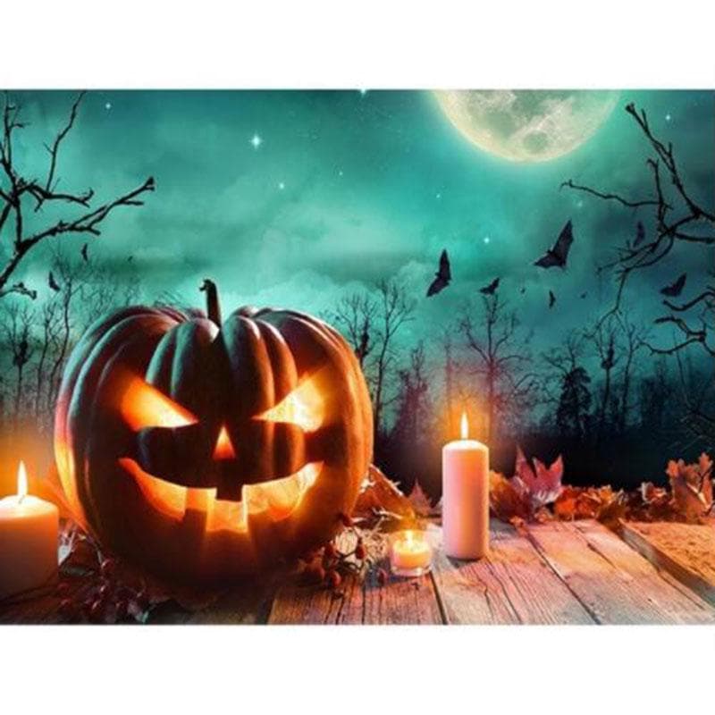 Diamond Painting Cross Stitch Full Round Drill Halloween pumpkin light Diamond Embroidery 20X30CM