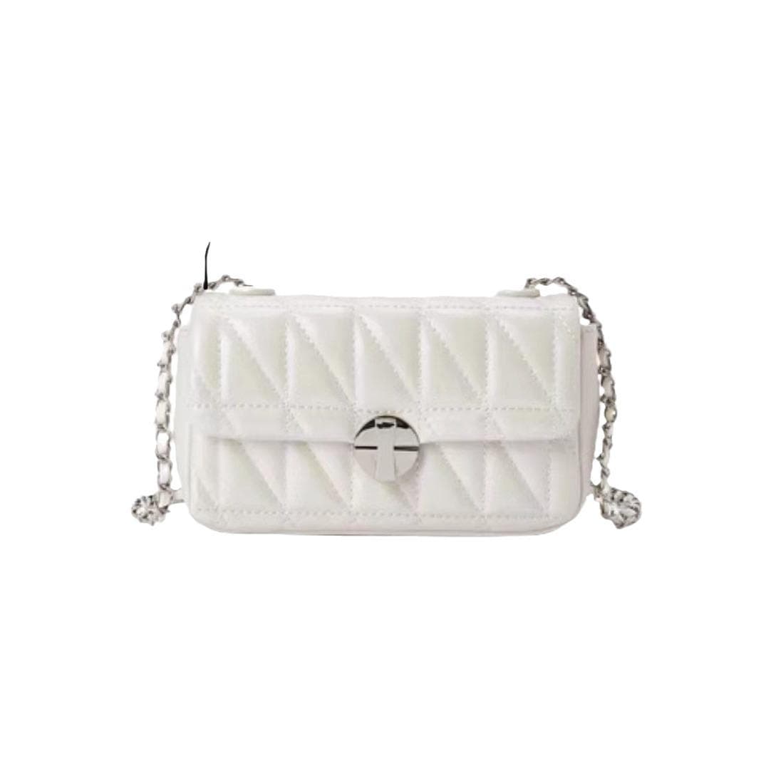 Spring and Summer High-grade Texture Small Bag Female Diamond Chain Shoulder Armpit Bag All Crossbody Small Square Bag white