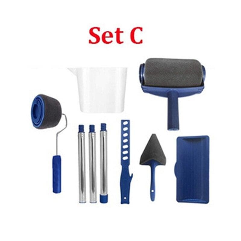 Multifunctional Wall Decorative Paint Roller Corner Brush Handle Tool DIY Household Easy to Operate Painting Brushes Kit Set C