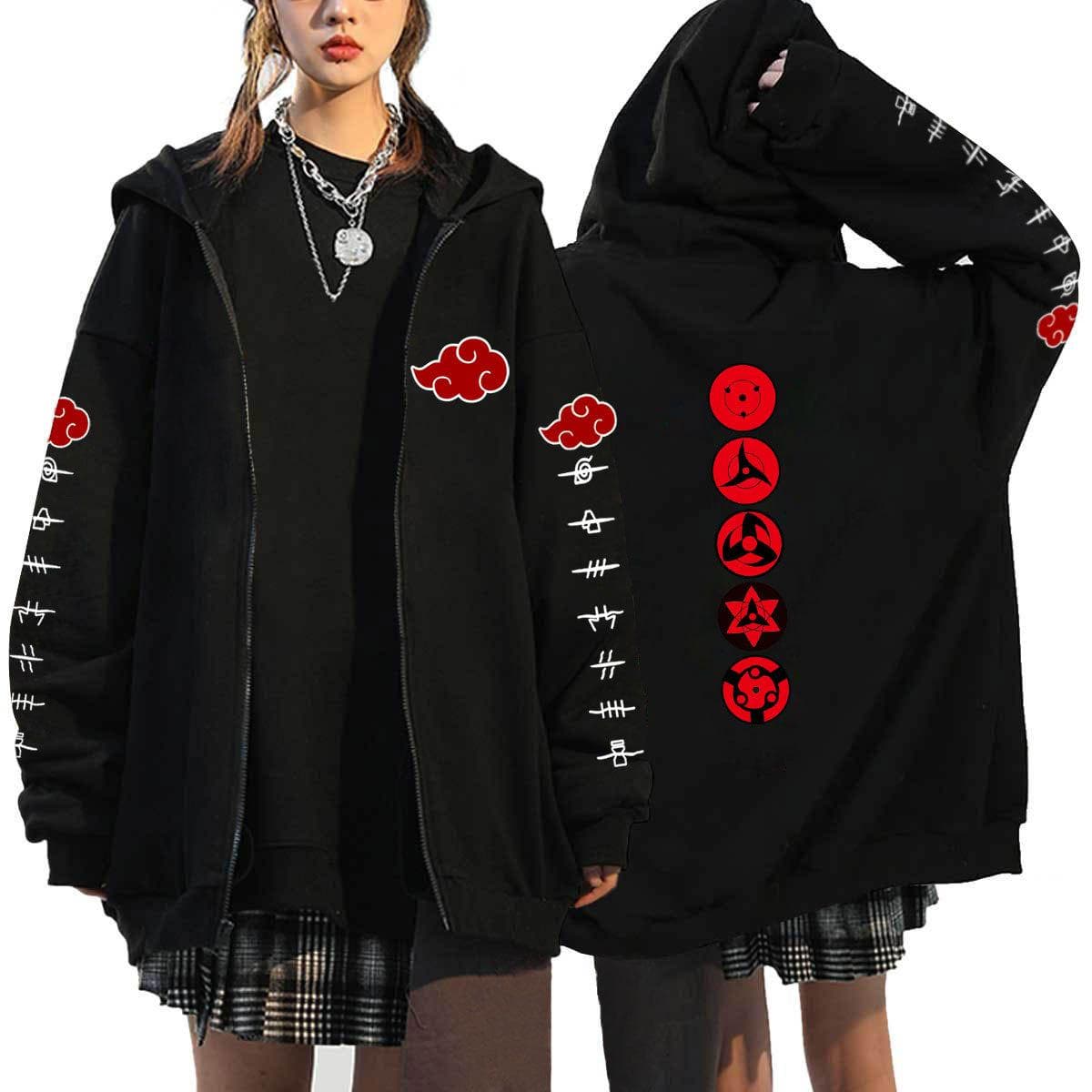 Japanese Anime Naruto Hoodies Men Kawaii Harajuku Manga Graphic Zipper Coats Uchiha Itachi Sasuke Printed Streetwear Sweatshirts Unisex Pullovers Tops XXL