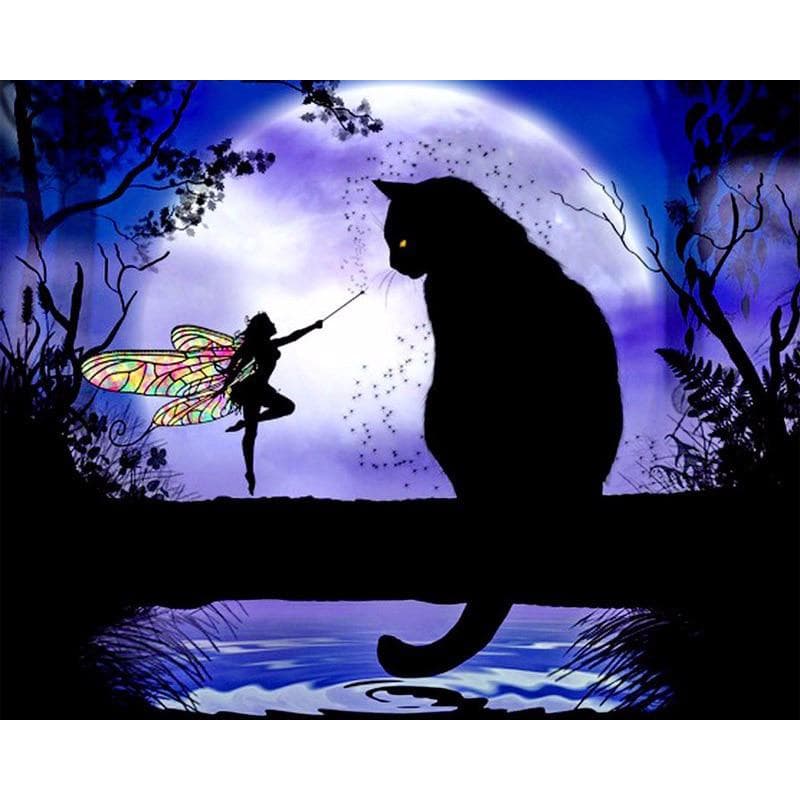 Diamond Embroidery Fat Kitten & Butterfly Icon Full Diamond Painting Cross Stitch Resin Diamond 20X30CM