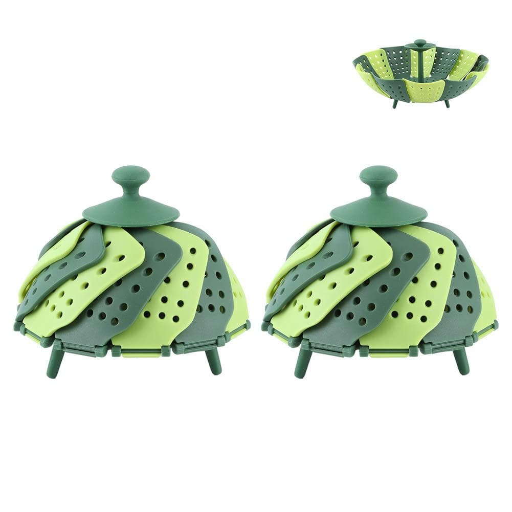 2pcs Foldable Steaming Basket High Temperature Resistant Cooker Dish for Vegetable Fruit