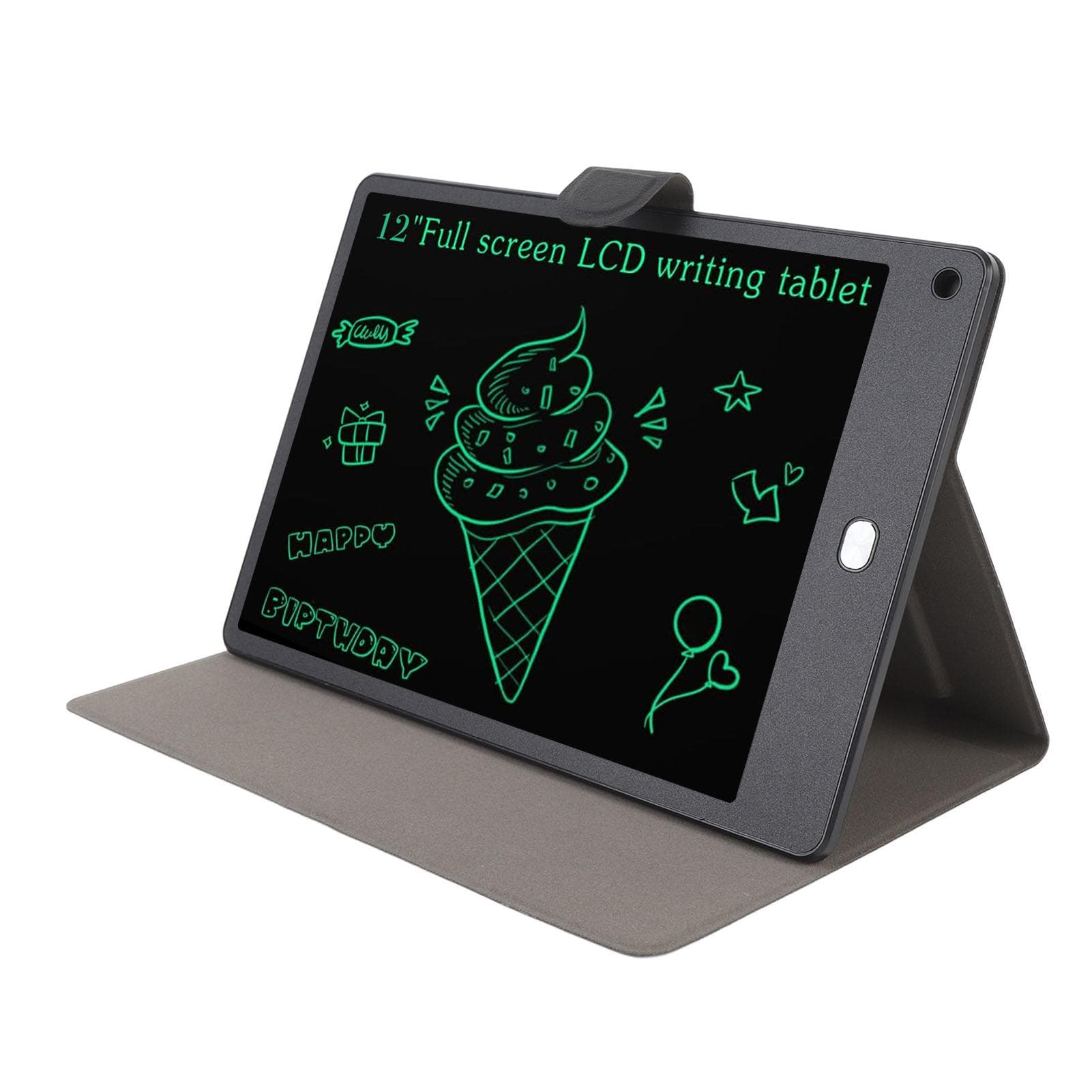 12 Inch LCD Writing Tablet with PU Case Pen Black Eye Caring Erasable Reusable Electronic Drawing