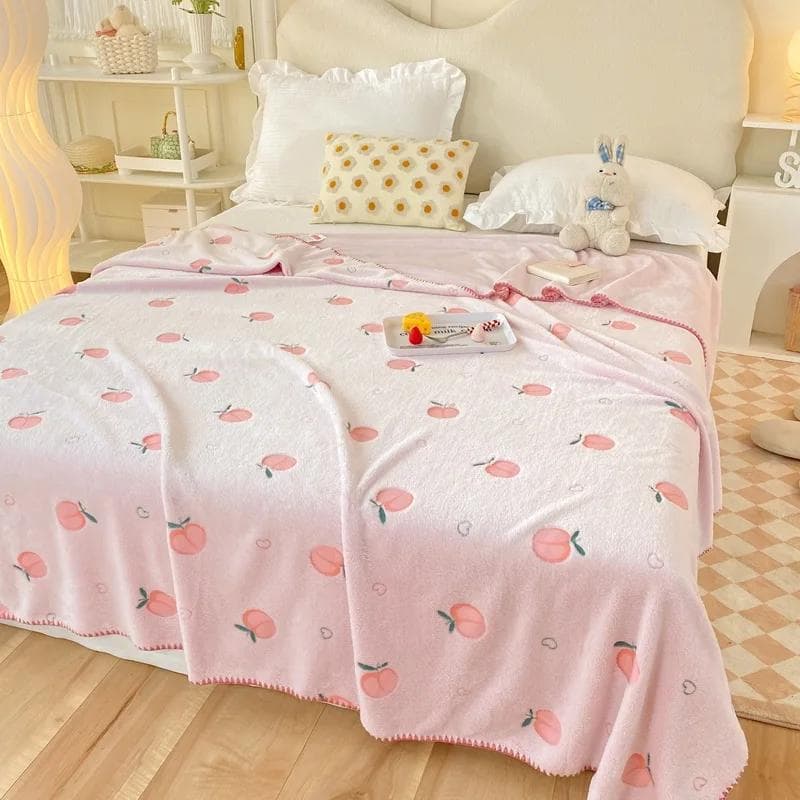 New Cloud Plush Blanket Embossed Shell Edge Multi functional Air Conditioning Blanket Sofa Cover Blanket 100x120cm