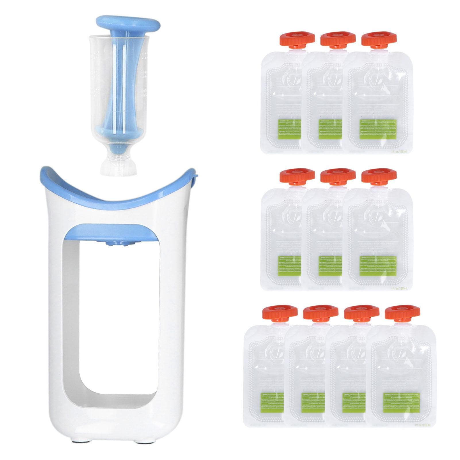 Baby Squeeze Station Fruit Puree Squeeze Station Infant Baby Food Maker with Squeeze Bag Home blue