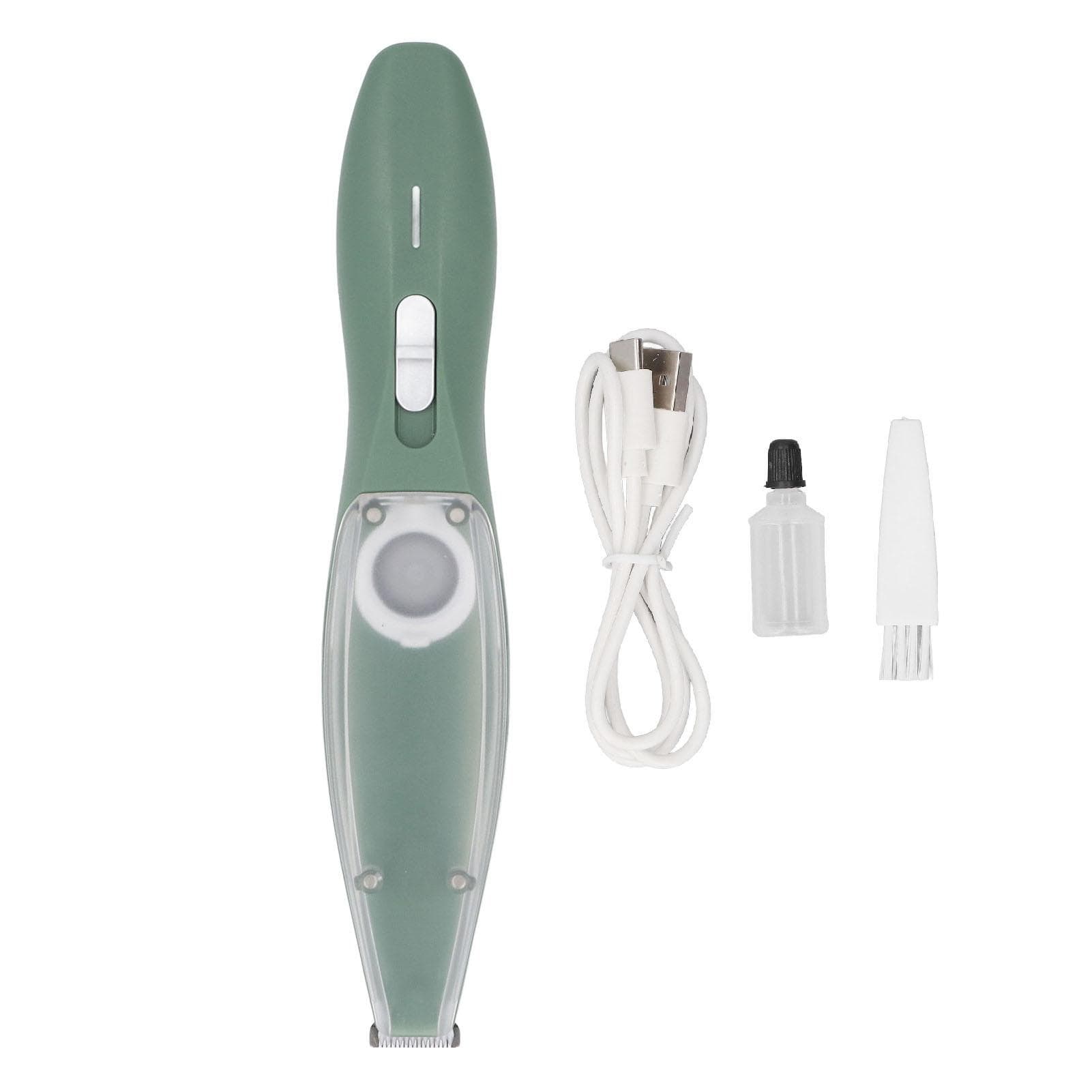 Small Dog Clipper Powerful Suction Low Noise Stainless Steel 600mAh Battery Pet Paw Trimmer for Cat green