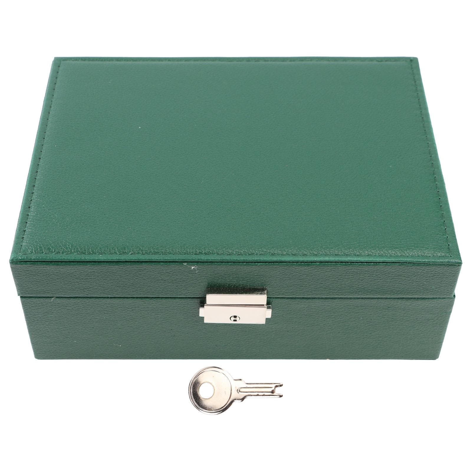 Double Layer Jewelry Storage Case with Lock Travel PU Leather Jewelry Organizer Holder for Ring