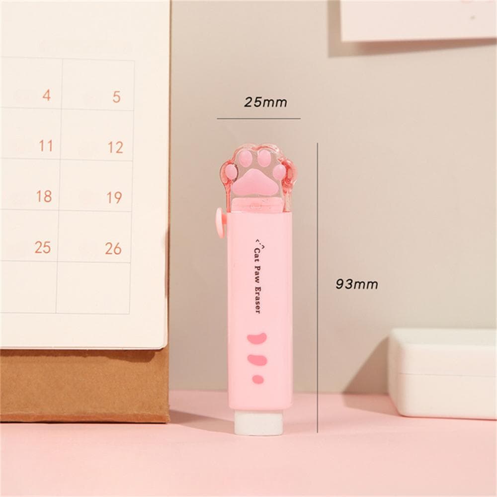 1Pcs Lovely Cat Paw Portable Rubber Eraser Creative Push-Pull Design Pencil Erasers For Kids School Offices Supplies Stationery pink