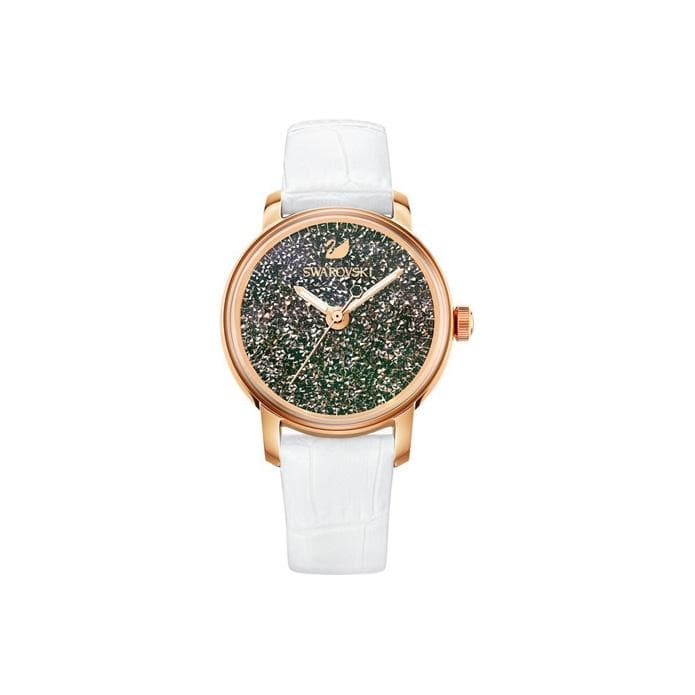 Swarovski Collection Quartz Watch Leather Strap 38Mm Silver Dial 30M Water Resistant Women watches 5344635 White Strap