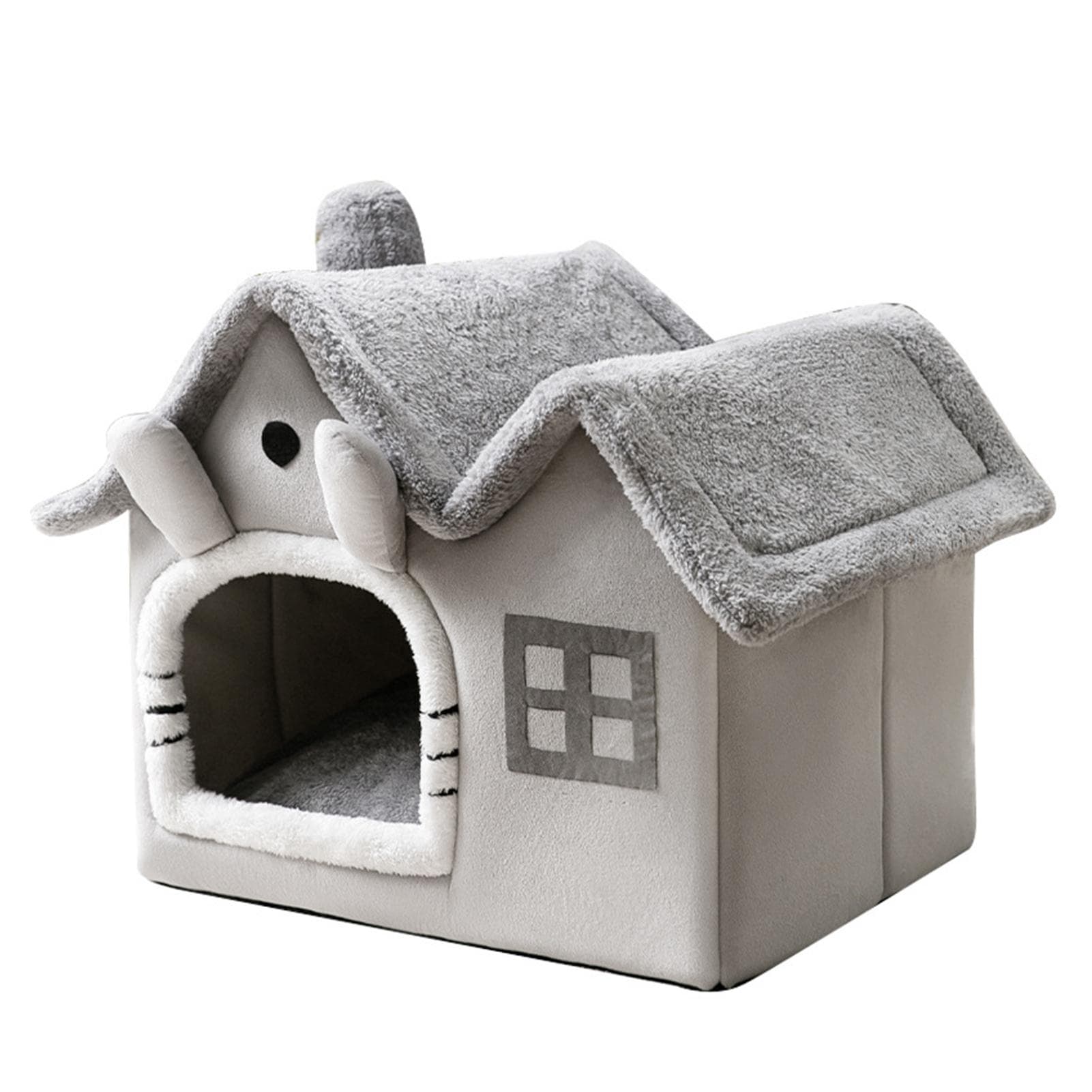 Cat House Bed Ultra-Soft Plush Material Cat Beds for Indoor Cats Cat House Relieve Muscle and Joint S grey
