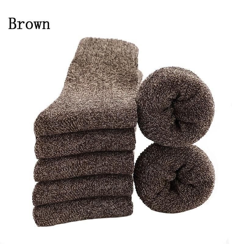 5 Pairs Winter Warm Extra Thick Wool Cashmere Socks for Warmth 5 Pairs brown