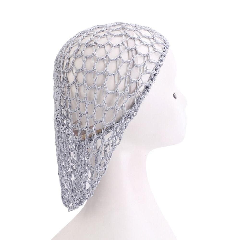 Handmade Mesh Hair Net Turban Hat Crochet Hair Snood Fashion Black Wig Caps for Sleeping light gray