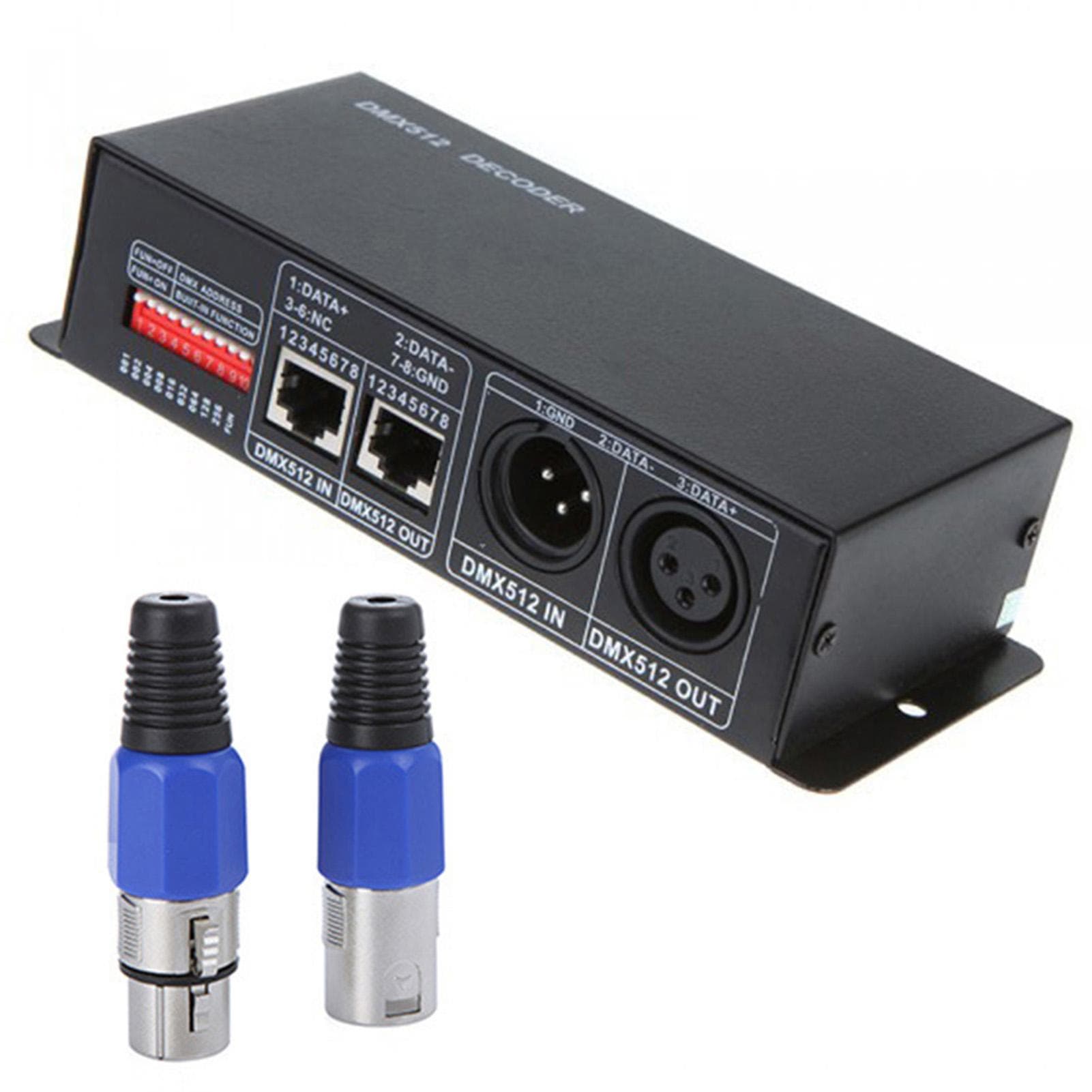 DC 12V-24V 3 Channel DMX Decoder LED Controller for RGB LED Strip Light black