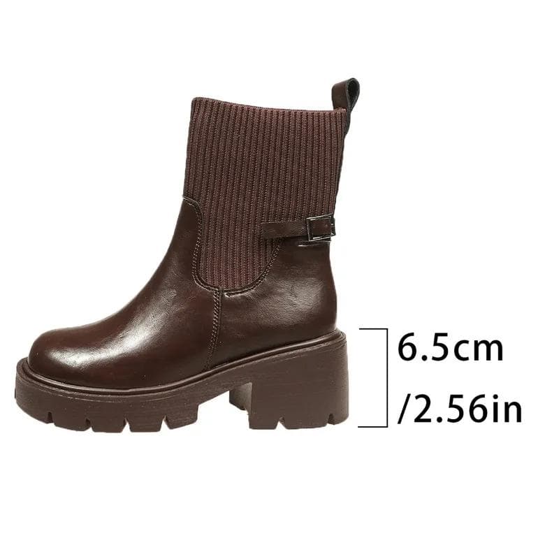 Brand Shoes Female Winter New Stylish and Simple Women's Platform Boots Comfortable Height Increasing Plus Size Women Shoes 43 brown