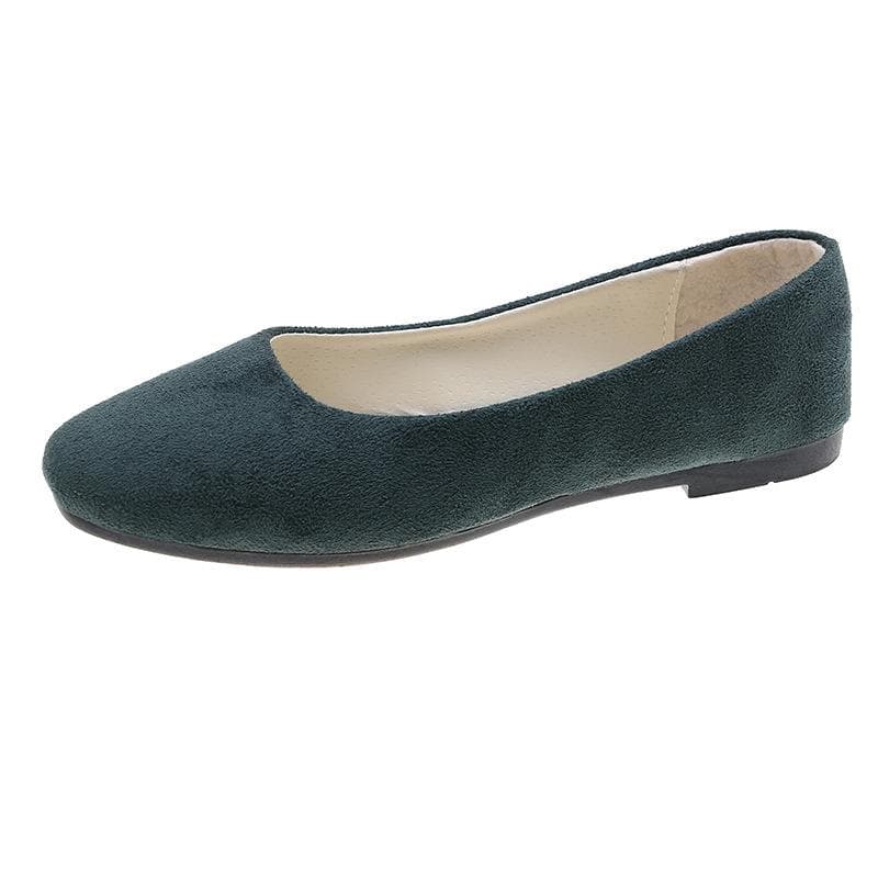 Women Girls Solid Plus Size Slip On Flat Shallow Comfort Casual Single Shoes 19 Colour 38 dark green