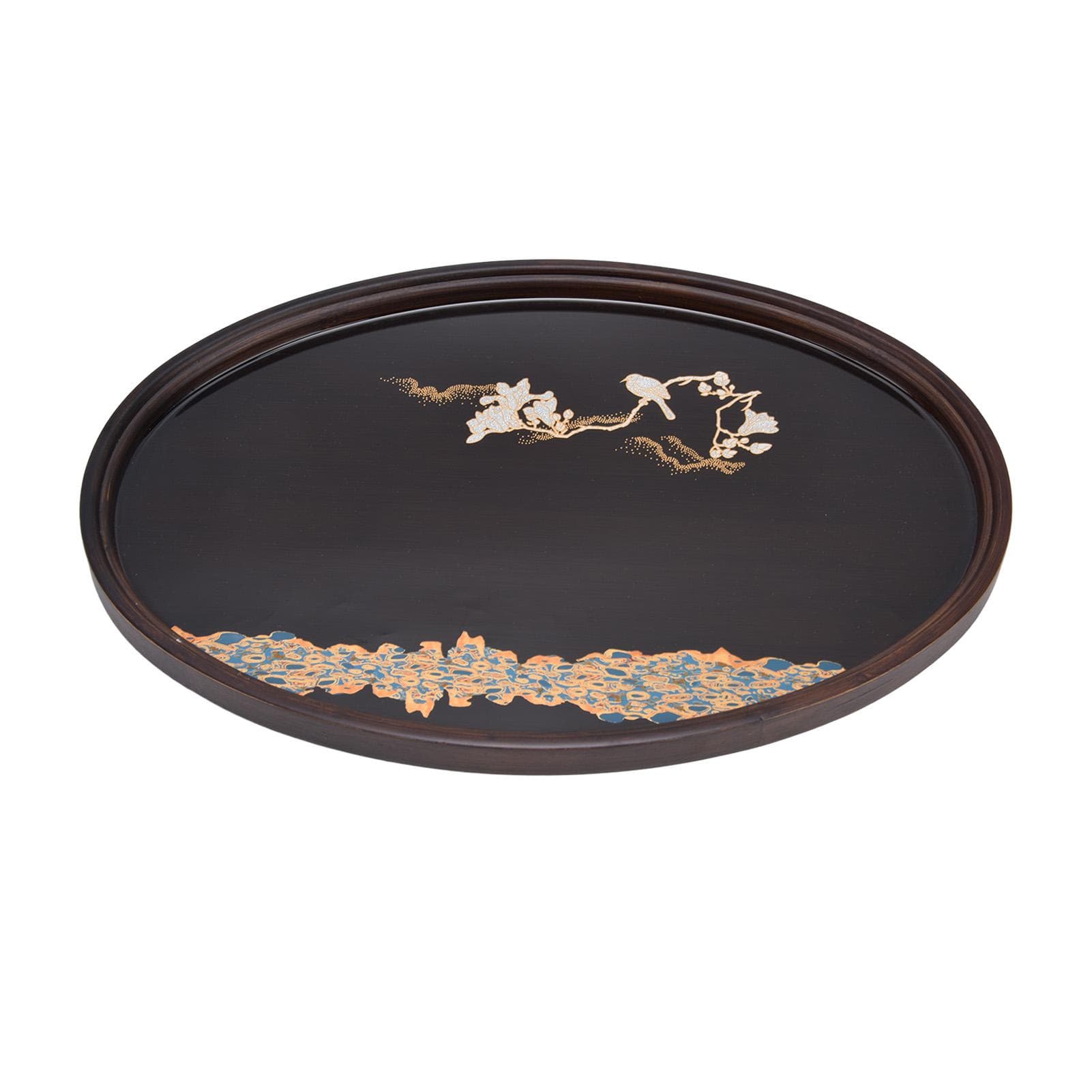 Bamboo Tea Tray Japanese Simple Novel Beautiful Resin Walnut Tea Tray for Home UseOval S