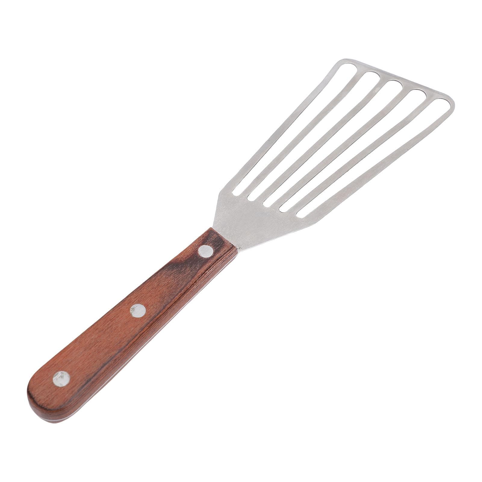 Fish Spatula Stainless Steel for Cooking with Wood Handle Multifunctional Barbecue Turner L S