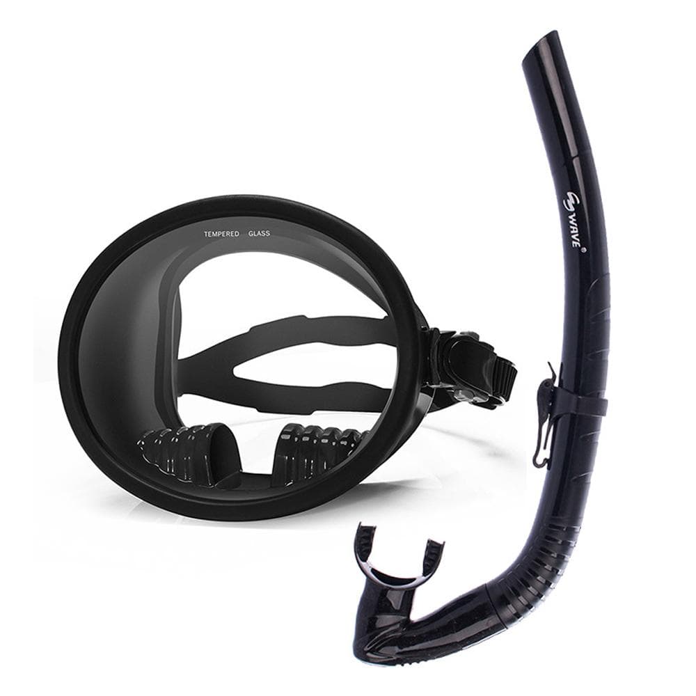 180 degrees Panoramic Wide View Anti-Fog Scuba Diving Mask with Snorkel for Snorkeling Scuba Diving black