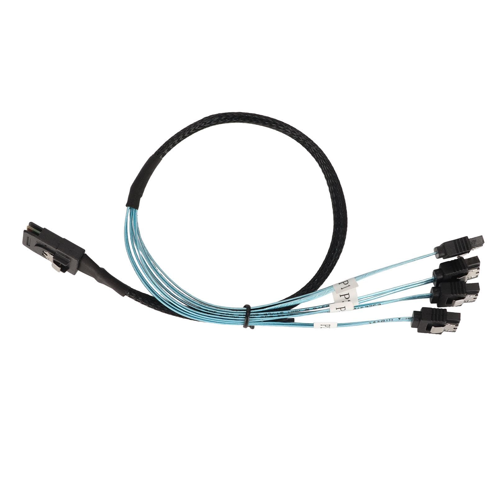 Mini SAS to 4 SATA Cable 7Pin 12Gbps Tinplated Copper Gold Plated Contactor SFF 8087 to 4SATA Cable 0.5m / 1.6ft