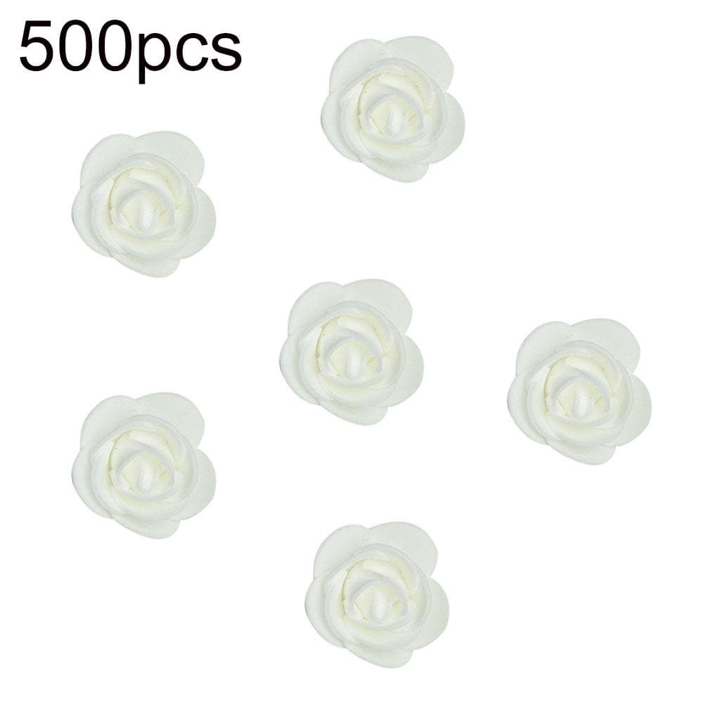 Blooming Bouquet 500Pcs 3.5cm PE Foam Rose Faux Flower DIY Bear Doll Homen Decor one size white