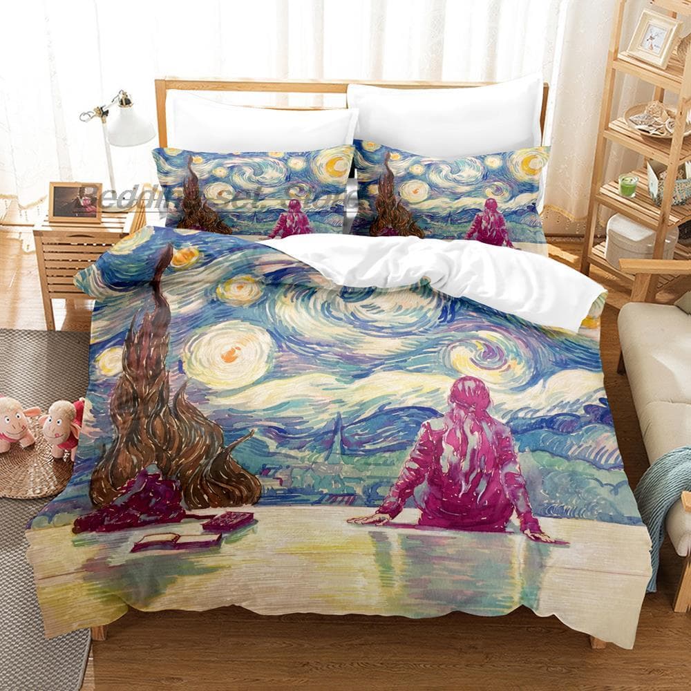 Van Gogh Bedding Set Single Twin Full Queen King Size Bed Set Aldult Kid Bedroom Duvetcover Sets 3D retro classic bed sheet set EU SK(260x220cm)