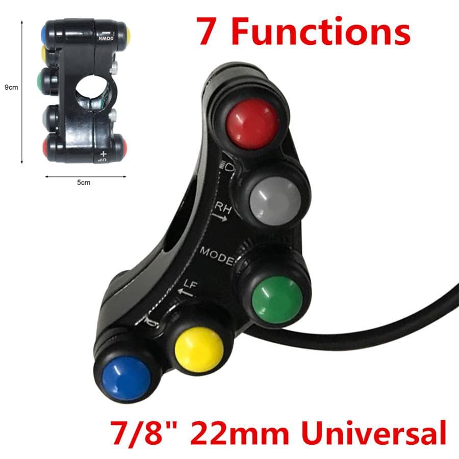 Multi-Color 7/8  22mm Motorcycle Handlebar Mount Headlight Horn Fog Light Switch