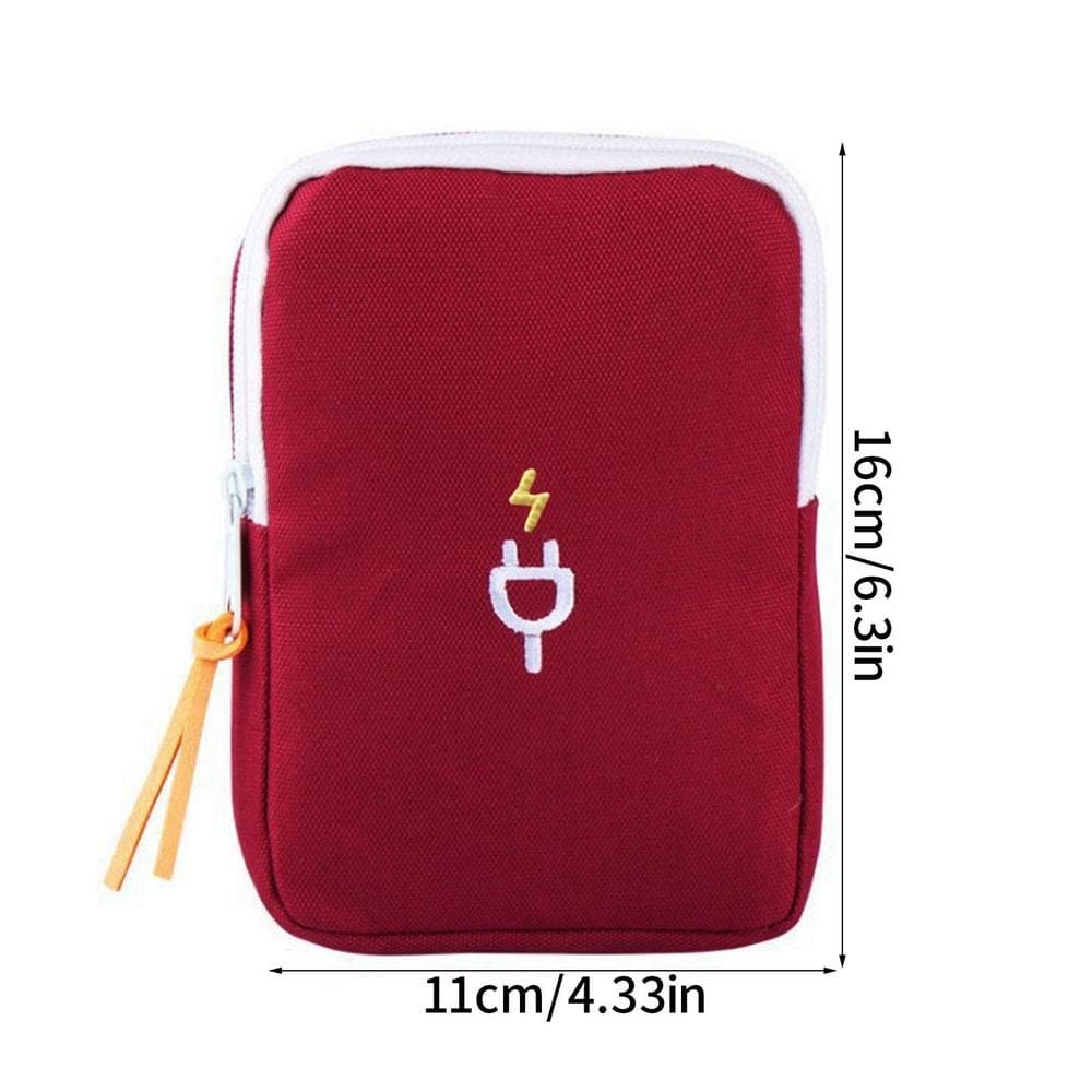1PC Electronics Travel Organizer Waterproof Tech Accessories Travel Case Pouch Charger Case For Cable Charging Cords Charger Phone XYZ wine red