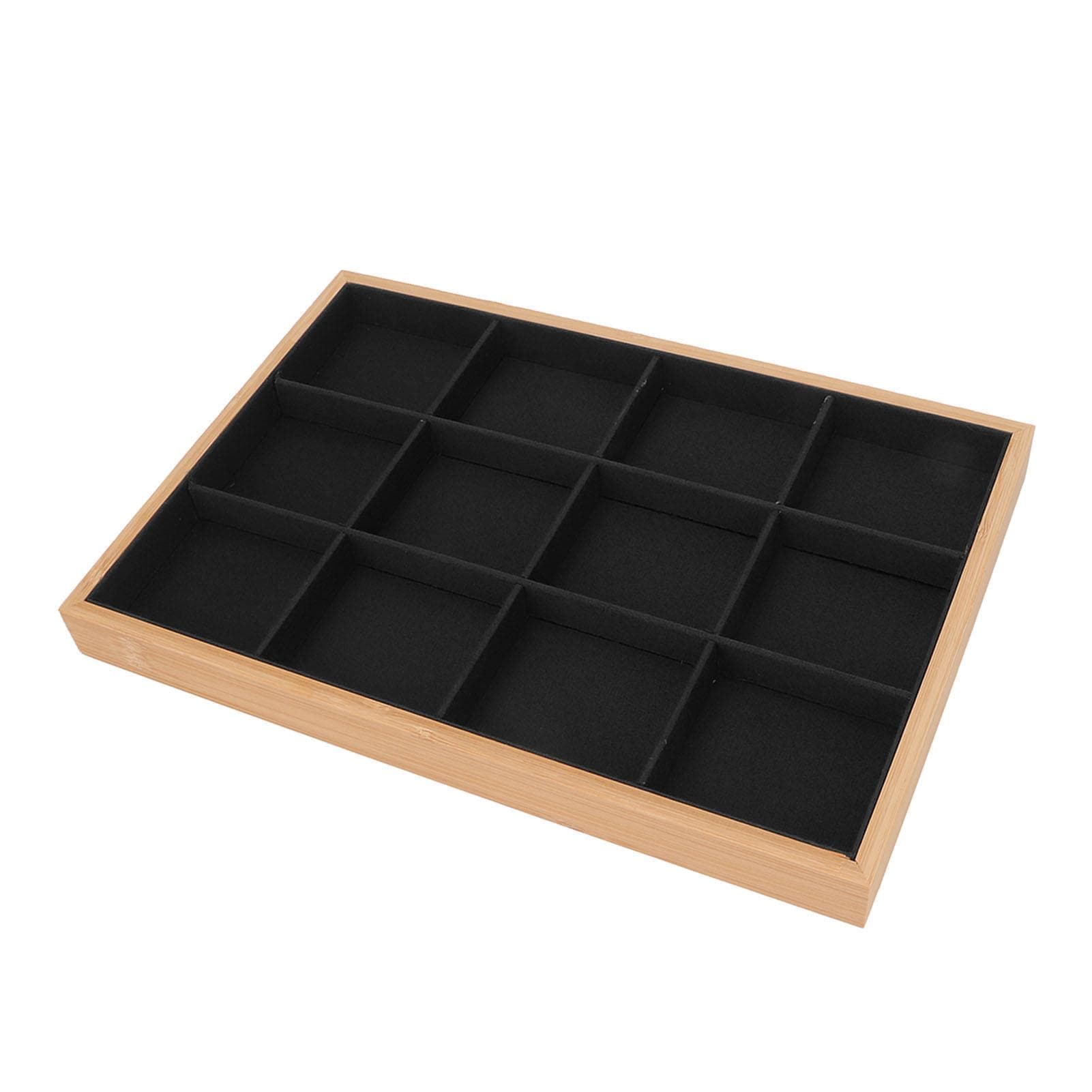 12 Grid Jewelry Tray Soft Elegant Appearance Strong Light Weight Storage Jewelry Tray Drawer for black