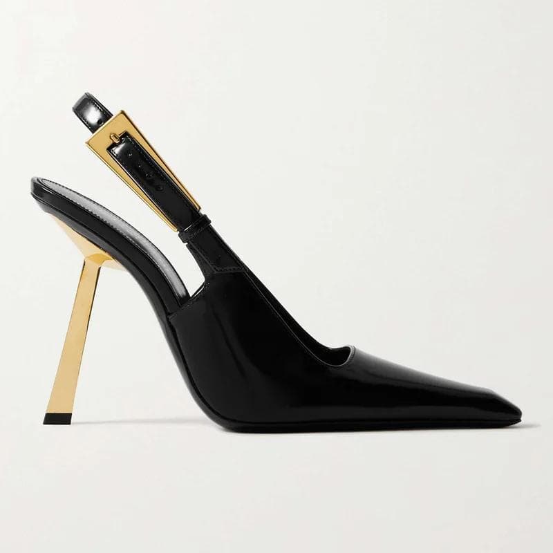New Summer Women's High Heels Pointed Toe Stiletto Fashion Single Shoes with Patent Leather Buckle High Heels 38