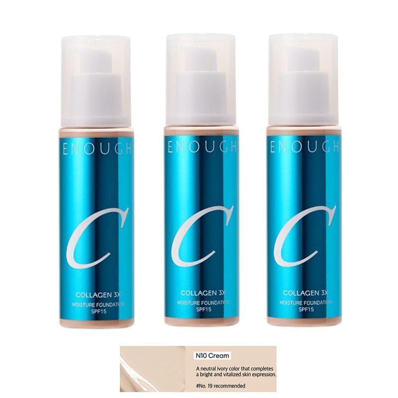 ENOUGH COLLAGEN 3X Moisture Foundation SPF 100mL (30 Options) #N10 Cream x 3PCS