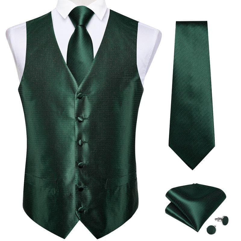 Dibangu Mens Yellow Paisley Vest Suit Waistcoat Hanky Cufflinks Tie Set Wedding M