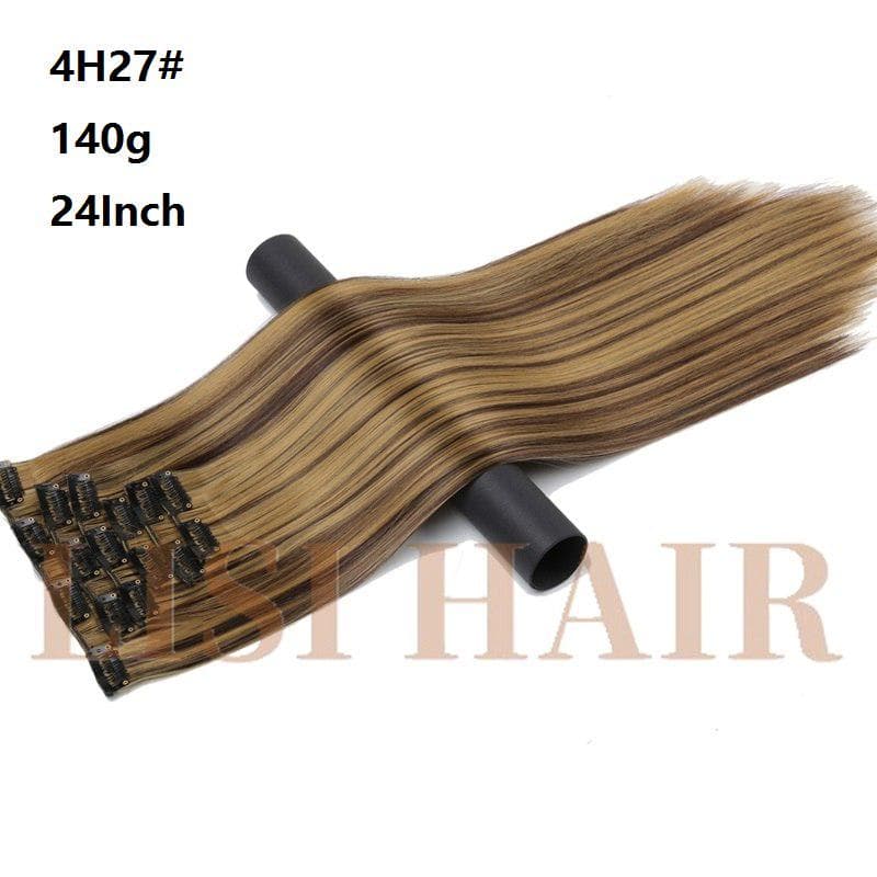 Hair Extension Synthetic Straight Hair Clips For Women Pure Color 150g High Temperature Fiber