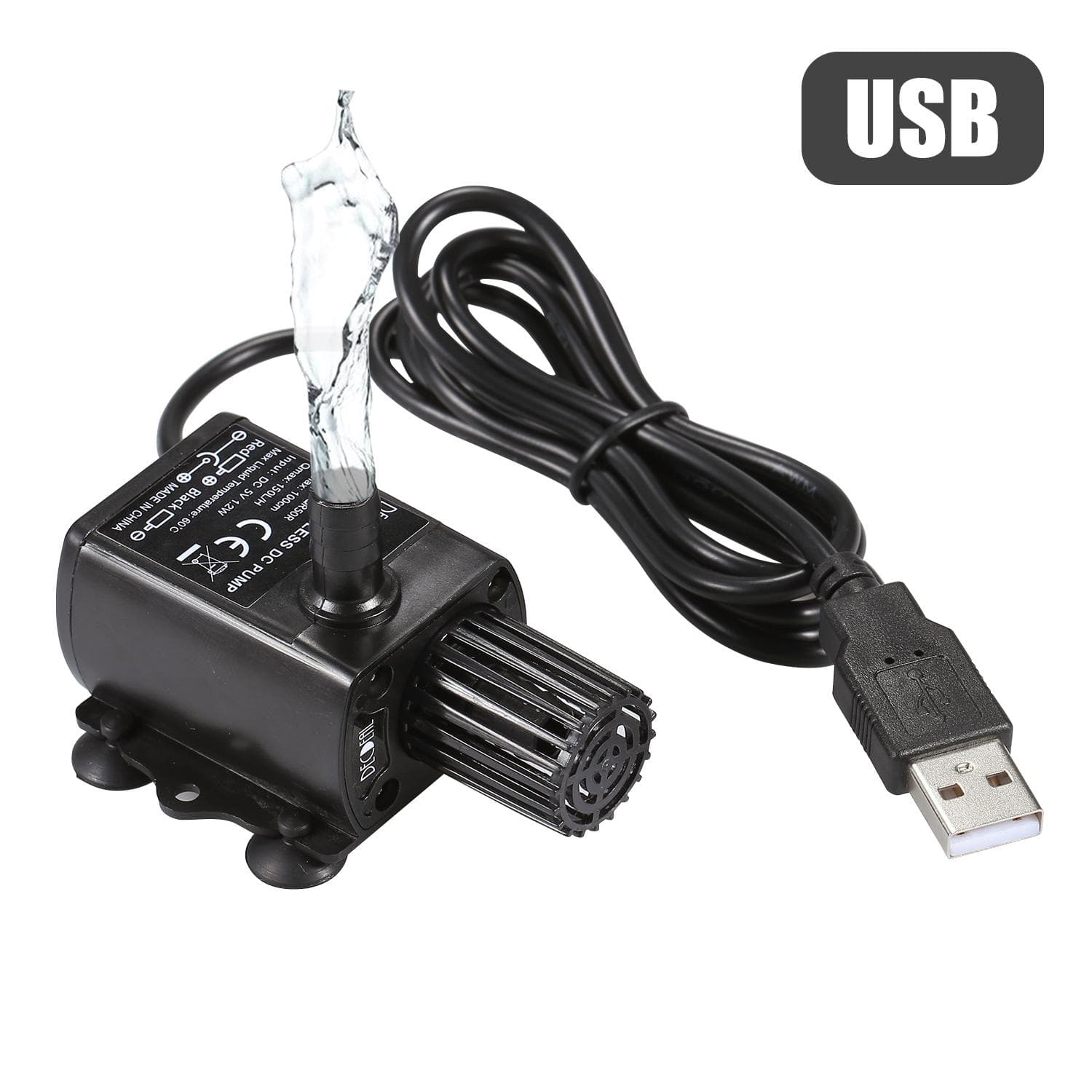 DECDEAL USB Brushless Water Pump with Strainer Ultra-quiet Mini DC5V Micro Brushless Water Oil Pump black