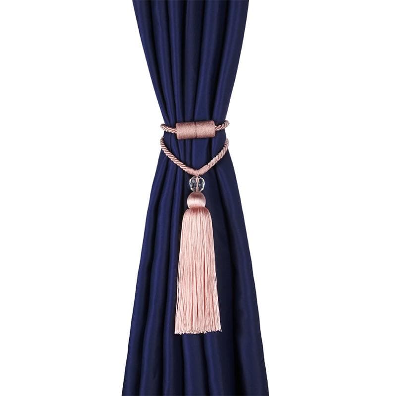 BEL AVENIR 1Pc Curtain Tieback Tassels Hanging Ball Gold Home Decor Tieback Magnet Buckle Rope Holdback Curtain Accessories 1PC pink