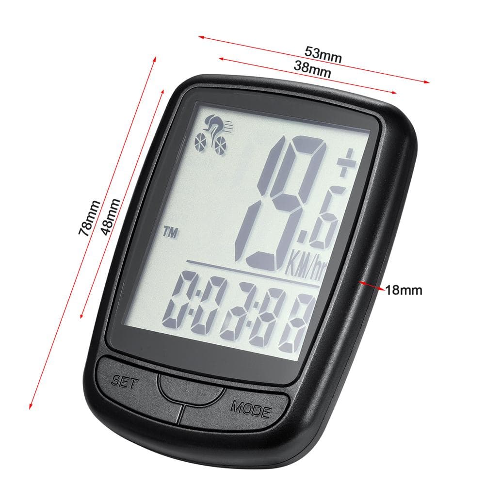 Wireless Bike Computer Bicycle Speedometer Waterproof Cycle Computer with Speed Sensor LED black/red