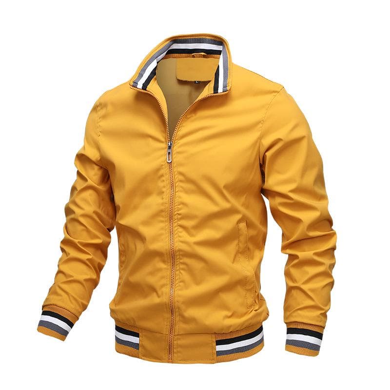 2024 High quality casual jacket men's spring and autumn sports solid color jacket men's size M-5XL weight 45kg-100kg XXL yellow