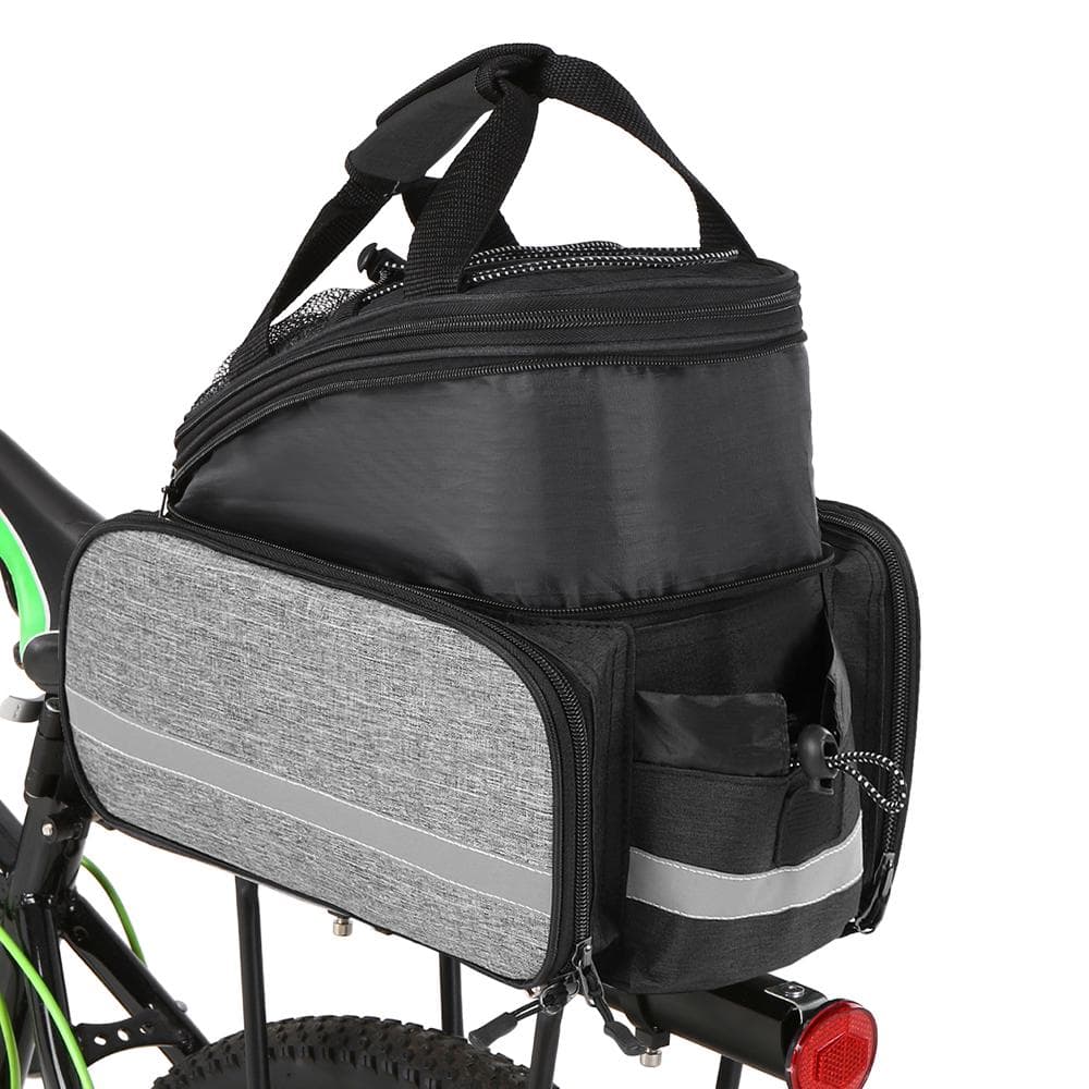Bicycle Rear Seat Bag Multifunction Expandable Waterproof MTB Bicycle Pannier Bag Bike Rack Bag grey/black