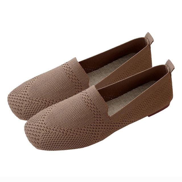 Slip On Shallow Mesh Loafers Closed Toe Ballet Flats Women Shoes Pumps Ladies Soft Bottom Boat Shoes 41 brown