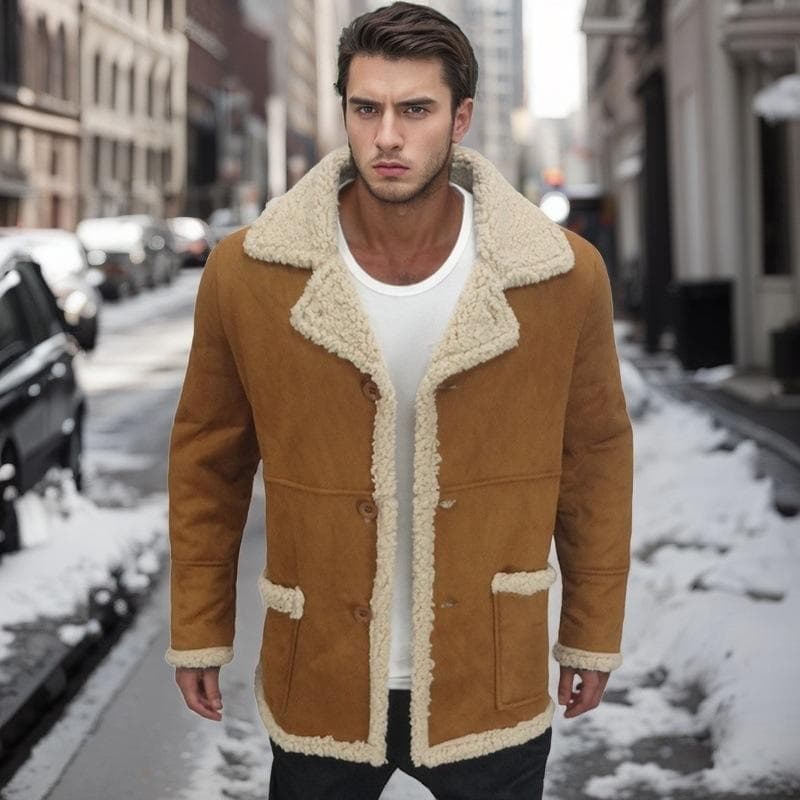 Autumn and Winter Fur Integrated Thickened Coat Men's Coat Jacket 5XL