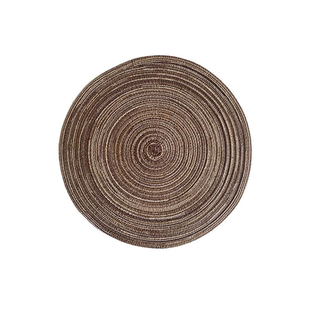 Round Table Mat Woven Ramie Placemats Anti Slip Dining Table Mats Non-Slip Tableware Bowl Pads Kitchen Drink Cup Coasters brown