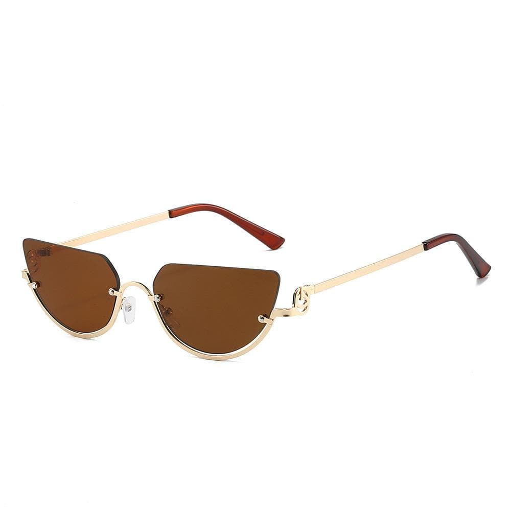 Retro Punk Women Half Rimless Sunglasses Clear Ocean Lens UV400 Protection Small Frame Fashion Sun Glasses