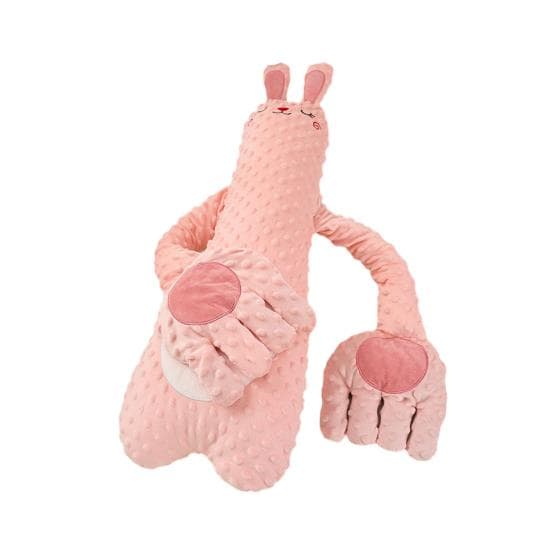 Baby Soothing Anti-Startle Hugging Stuffed Animal with Palm Pillow for Sleep Soft Rebound Filling Independent Toy pink
