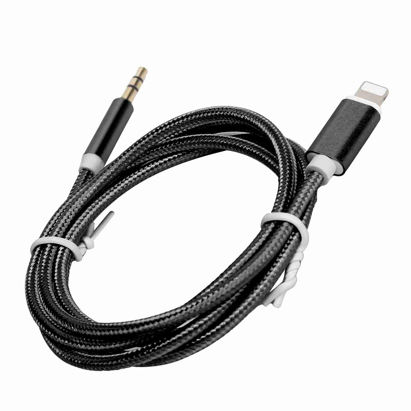 Car AUX Cord for IOS 12 3.5mm AUX o to for IOS Interface Adapter Nylon Braided CableBlack black