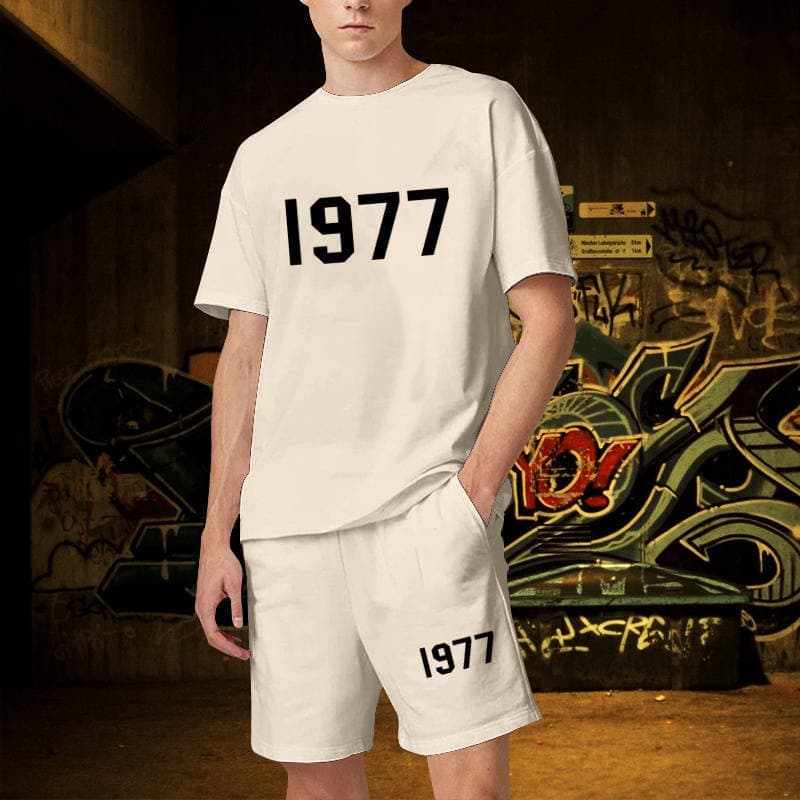 1977 Luxury Men Short Sets Women Designer Clothes Graphic Oversized Harajuku y2k T Shirt Shorts Brand High Quality XXXL