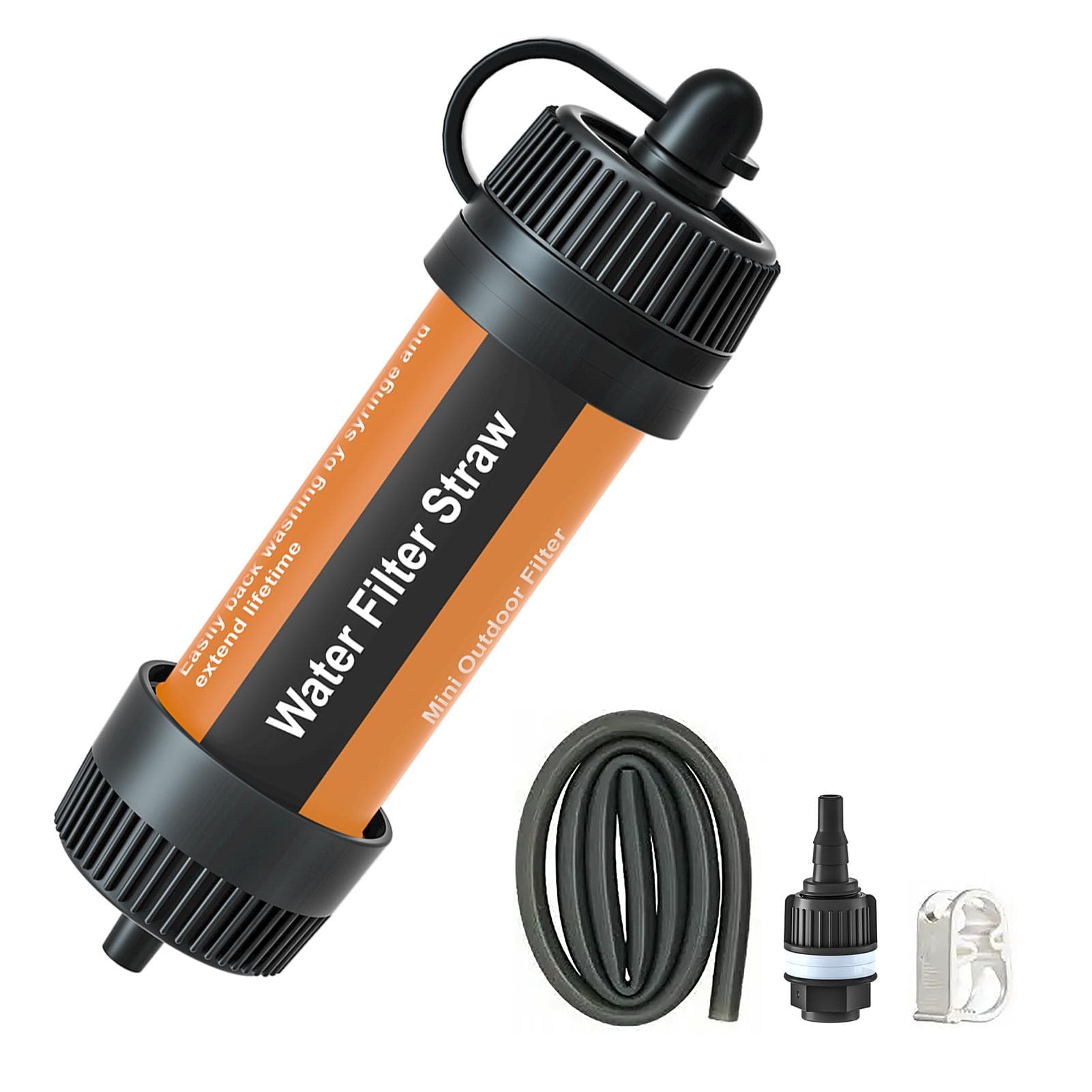 Water Filter Straw Outdoor Portable Water Purifier Survival Gear for Camping Hiking Backpacking orange