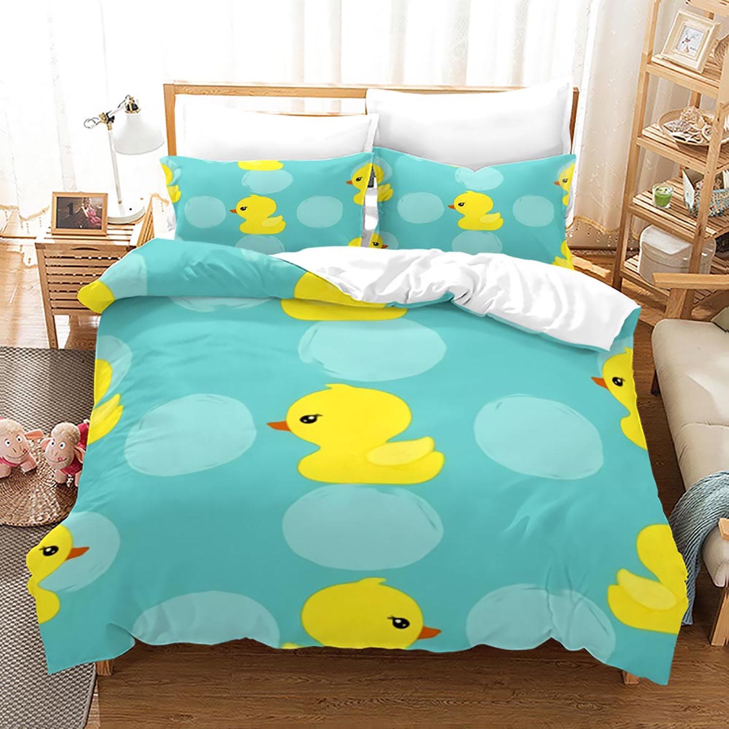 Yellow duck Bedding Set Single Twin Full Queen King Size Little duck Bed Set Aldult Kid Bedroom Duvetcover Sets 3D Print 020 150x200cm 3pcs