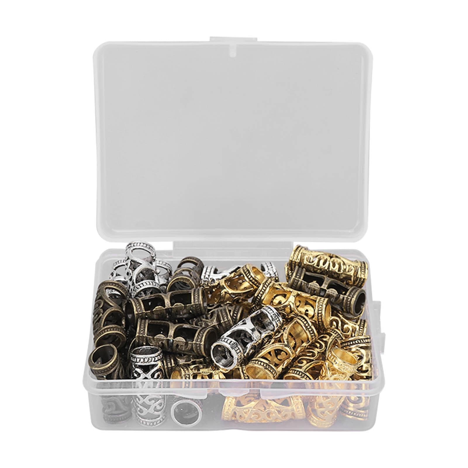 48Pcs Hair Dreadlocks Beads 4 Colors Vintage Alloy Hair Beard Bead for Hair Braiding DIY Jewelry