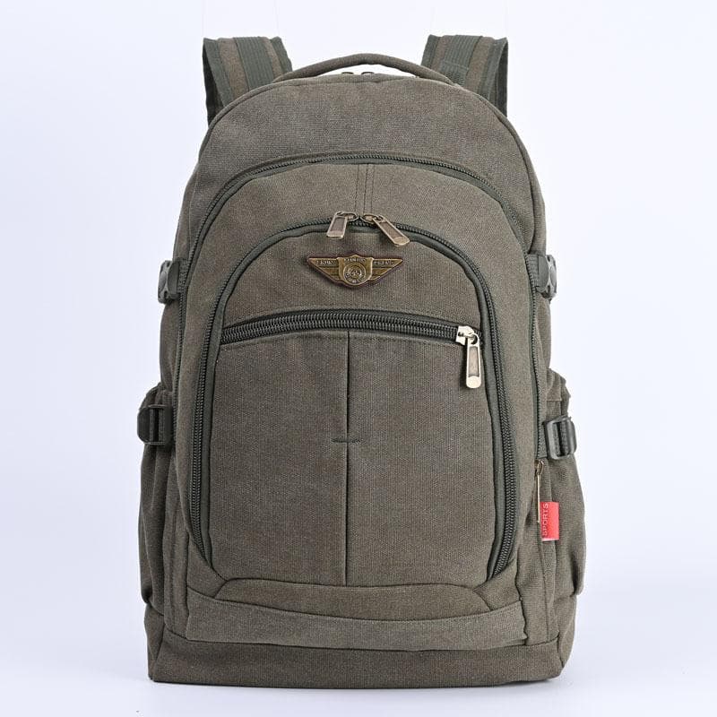 Waist Support Extra Durable 50L Canvas Backpack Men's Large-Capacity Outdoor Backpack Durable Travel Pack 33*18*51cm green